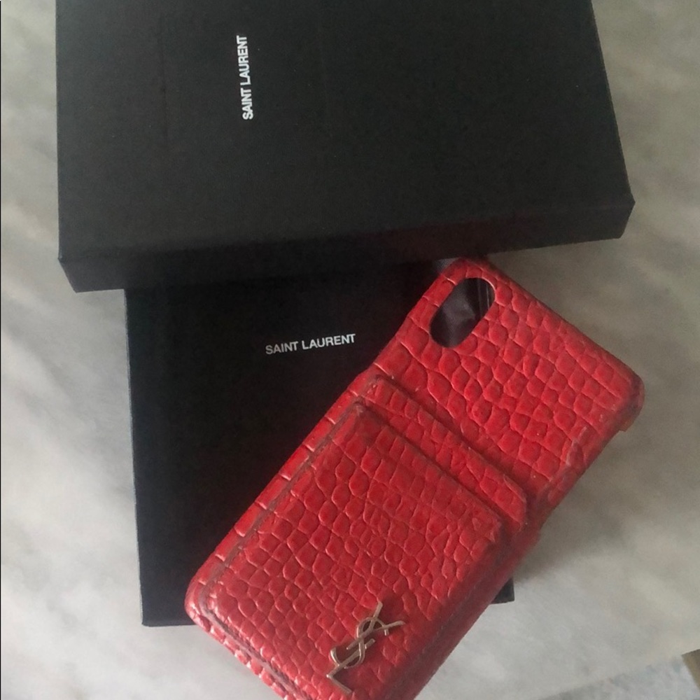 YSL Yves saint Laurent red crocodile iPhone case